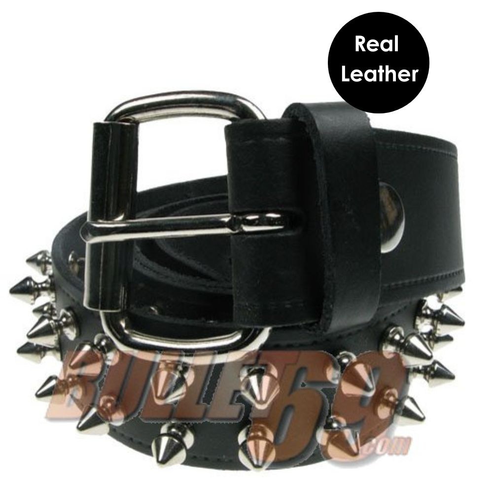 Bullet 69 Funky Punk - 2 row spikes Riem - Zwart/Zilverkleurig